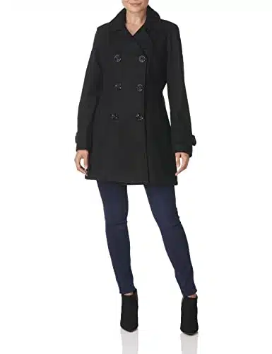 Anne Klein womens fPea Coat, Black, Large US