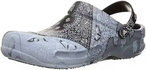 Crocs Unisex Adult Men's and Women's Bistro Clog  Slip Resistant Work Shoes, Bandana Print,