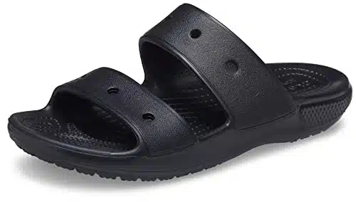 Crocs Unisex Classic Two Strap Slide Sandals, Black, omenen