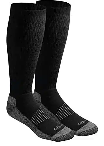 Dickies Men's Light Comfort Compression Over The Calf Socks, Black (Pairs), Shoe