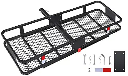 KAIZONPOT x x Trailer Hitch Cargo Carrier Hitch Mount Folding Vehicle Cargo Basket lb Capacity Hitch Cargo Racks for Car