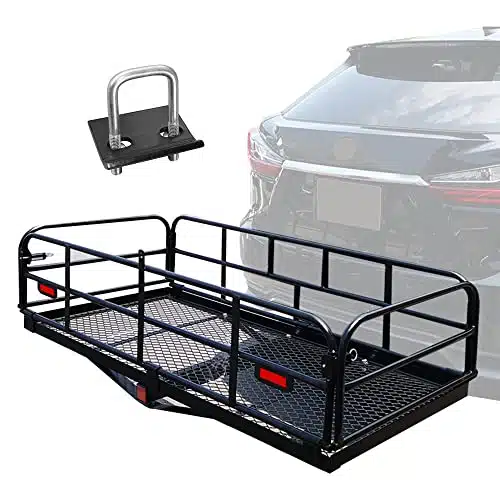 OKLEAD Lbs Heavy Duty Hitch Mount Cargo Carrier x x Folding Cargo Rack Rear Luggage Basket Fits Receiver for Car SUV Camping Traveling