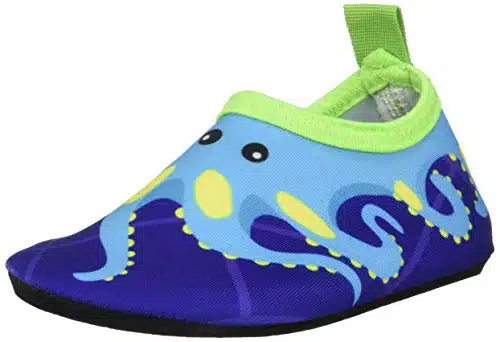 Toddler Kids Swim Water Shoes Quick Dry Non Slip Water Skin Barefoot Sports Shoes Aqua Socks for Boys Girls Toddler, Blue Octopus, Toddler