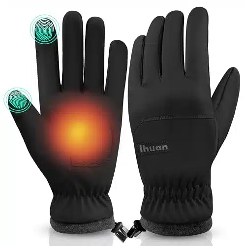 ihuan Winter Cold Weather Gloves Waterproof Windproof Mens Women   Warm Touchscreen Anti Slip Palm Thermal Gloves for Driving, Biking, Running, Hiking, Working