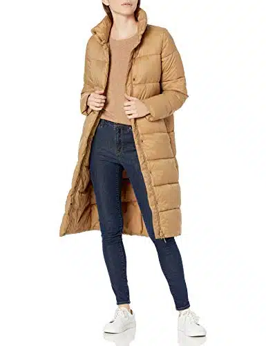 Amazon Essentials Women's Lightweight Water Resistant Longer Length Cocoon Puffer Coat, Camel, X Large