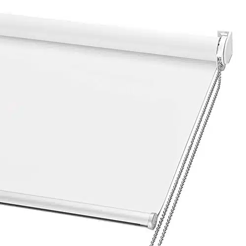 ChrisDowa % Blackout Roller Shade, Window Blind with Thermal Insulated, UV Protection Fabric. Total Blackout Roller Blind for Office and Home. Easy to Install. White, x H