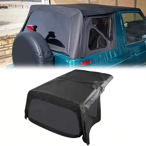 ECOTRIC Tinted Windows Soft Top Compatible With Suzuki SidekickGeo Tracker, Soft Top Upper Skins Trail Top Cover Black Waterproof