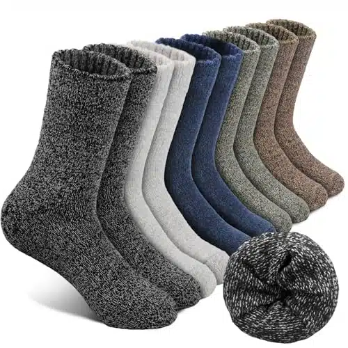 EXCELLENT THERMAL Pairs Wool Socks Mens, Winter Thermal Socks for Men, Soft Crew Hiking Socks Warm Mens Socks fit