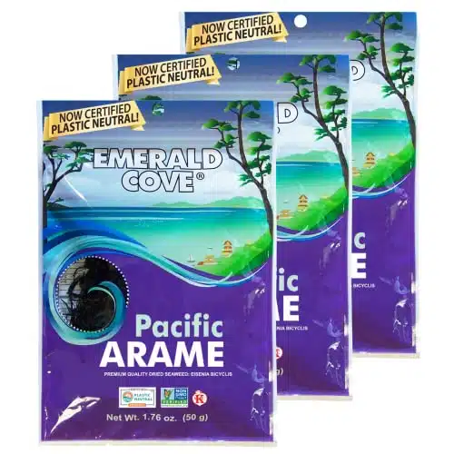 Emerald Cove Ready to Use Pacific Arame  Sea Kelp for Japanese Cuisine  Dried Seaweed Strands Non GMO  Vegan, Keto, Paleo, Kosher  Hijiki Substitute  Resealable Package  (pk)