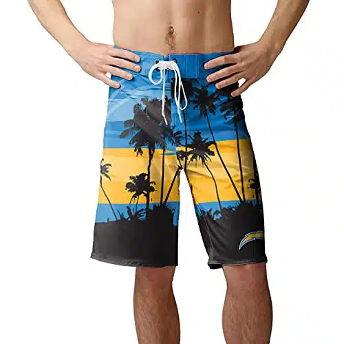 FOCO Los Angeles Chargers NFL Mens Sunset Boardshorts   L