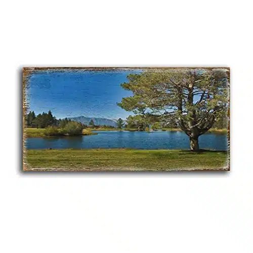 GDHVRRXLEK Large Wall Art Edgewood Course Lake Tahoe Painting Poster Print on Canvas Artwork for Living Room Bedroom Stretched and Framed Ready to Hang âxâ