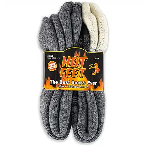 HOT FEET Thermal Socks for Men Pack, Extreme Cold Boots Socks  Winter Insulated Socks, Cold Weather , Pack, Gradient GrayBlack