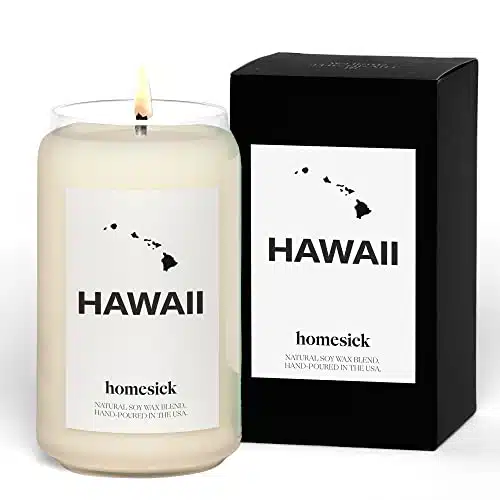 Homesick Hawaii Scented Candle   oz Pineapple & Coconut Scented Natural Soy Wax Blend, Island Shore Breeze Candle, Home Decor Gift for Women, Men, Friends, Family, Colleagues, Couples