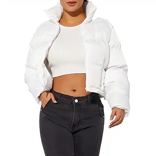 Hujoin Women's Crop Short Jacket Cropped Puffer Fashion Jackets for Women Short Lightweight Coat