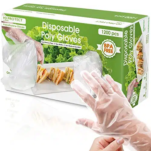 Keppi pcs Plastic Gloves  BPA & Latex Free  Perfect Food Handling Gloves  Food Safe Disposable Gloves for Cooking  Bulk Food Safe Gloves  One Size Great Fit