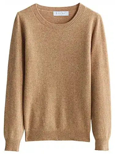 LINY XIN % Merino Wool Sweater Women Fall Winter Warm Soft Lightweight Knitted Pullover Crewneck Long Sleeve Sweater (Khaki,L)