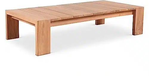 Meridian Furniture Tulum Collection Modern  Contemporary Outdoor Patio Coffee Table with Solid Wood and Natural Teak Finish,  x D x H