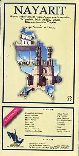 Nayarit, Mexico, State and Major Cities Map (Spanish Edition)