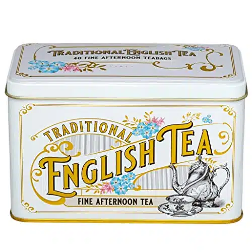 New English Teas Vintage Victorian Ivory Tea Caddy with English Afternoon Teabags