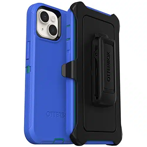 OtterBox iPhone & iPhone Defender Series Case   RAIN CHECK (Blue), rugged & durable, with port protection, includes holster clip kickstand