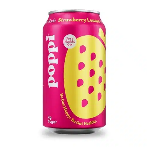 POPPI Sparkling Prebiotic Strawberry Lemon Soda wGut Health & Immunity Benefits, Beverages made with Apple Cider Vinegar, Seltzer Water & Fruit Juice, Low Calorie & Low Sugar Drinks, oz (Pack)