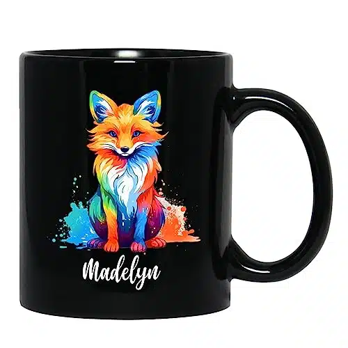 Personalized Colorful Fox Ceramic Mug Oz Oz, Unique Fox Black Coffee Mug Gifts Ideas For Birthday Christmas, Customized Fox Coffee Cup, Animal Color Travel Mugs Custom Name, Awesome Foxes Cups