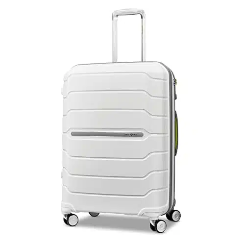 Samsonite Freeform Hardside Expandable with Double Spinner Wheels, Checked Medium Inch, WhiteGrey