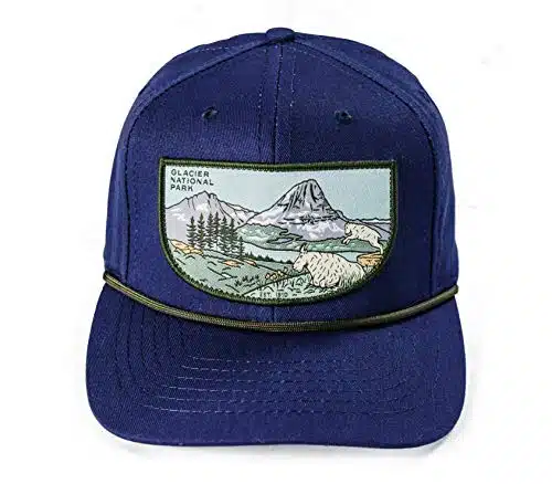 Sendero Provisions Co. Outdoor Adjustable Snapback Rope Hat with Glacier National Park Woven Patch (Midnight Blue)