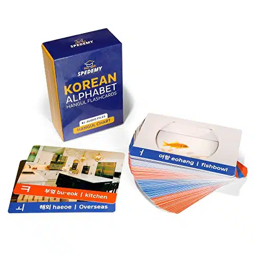 Spedemy Learn Korean Language Hangul Flashcards for Beginners   Korean Alphabet Flash Cards, Audio Files with Pictures for Memory   Hangul Chart, Korean Gift for Travelers, Kids and Adults Fun Game