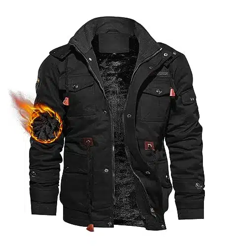 TACVASEN Men's Winter Jackets Winter Coat Army Military Jacket Cargo Jacket Outdoor Jacket Cotton Coat Hooded Army Jackets