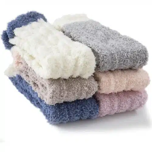 TEHOOK Fuzzy Socks for Women, Warm Soft Fluffy Socks Thick Cozy Plush Sock Winter Socks for Women Pairs