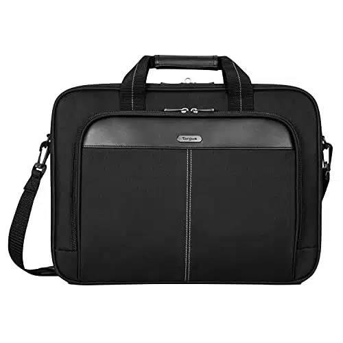 Targus Inch Classic Slim Laptop Bag, Black   Ergonomic Briefcase and Messenger Bag   Spacious Foam Padded Laptop Bag for Laptops and Under (TCT)