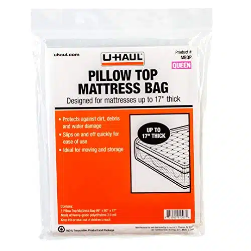 U Haul Pillow Top Queen Mattress Bag â Moving & Storage Cover for Mattress or Box Spring â â x â x â