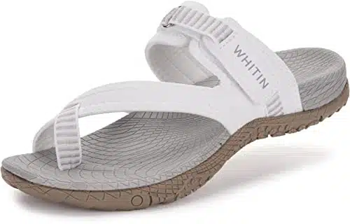 WHITIN Women's Walking Sandals with Arch Support Hiking Flip Flops Outdoor Slide Fashion Athletic Cushion Soft Slide Ladies Beach Sandles White