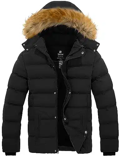 Wantdo Men's Bubble Jackets Waterproof Puffer Coat Rain Jacket (Black, X Large)