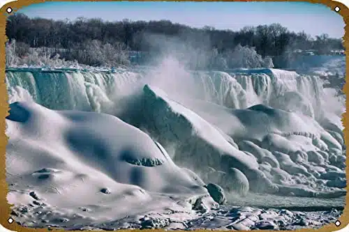 A Frozen Niagara. Taken by Ken ChambersNiagara Falls, O Art Poster Print Vintage Metal Sign Tin Sign x Inches