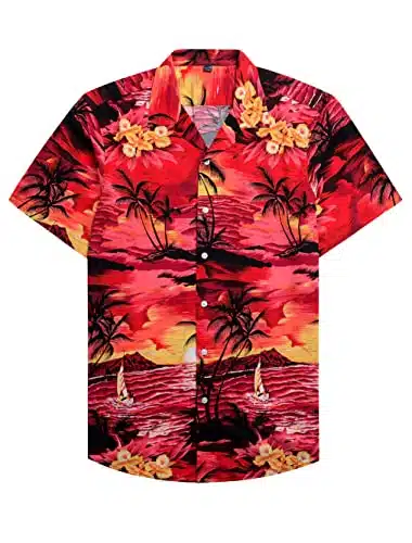 Alimens & Gentle % Cotton Regular Fit Short Sleeve Casual Hawaiian Shirt for Men   XL