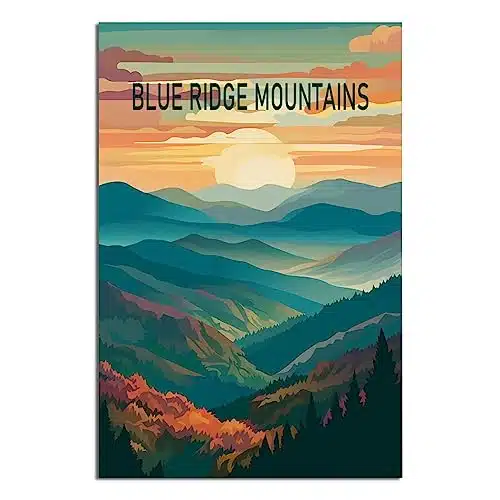 Blue Ridge Mountains Vintage Travel Posters xinch(xcm) Modern Home Decor Art, Office Bedroom Living Room Canvas Wall Art