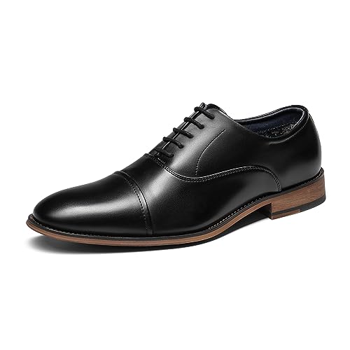 Bruno Marc Mens Lace Up Soft Cap Toe Formal Dress Shoes, Black   (Oxford)