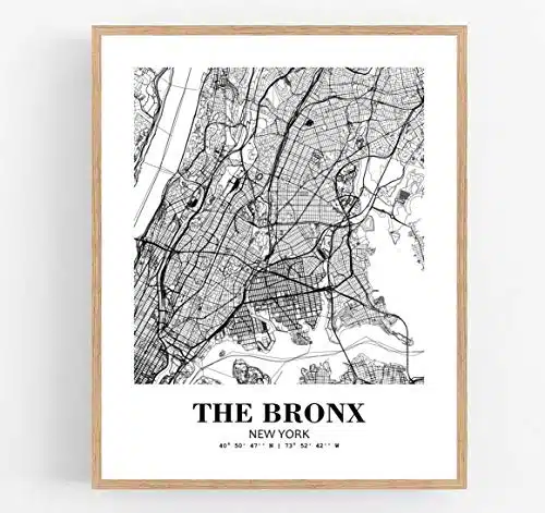 Eleville XUnframed The Bronx New York City View Abstract Road Modern Map Art Print Poster Wall Office Home Decor Minimalist Line Art Hometown Housewarming wgn