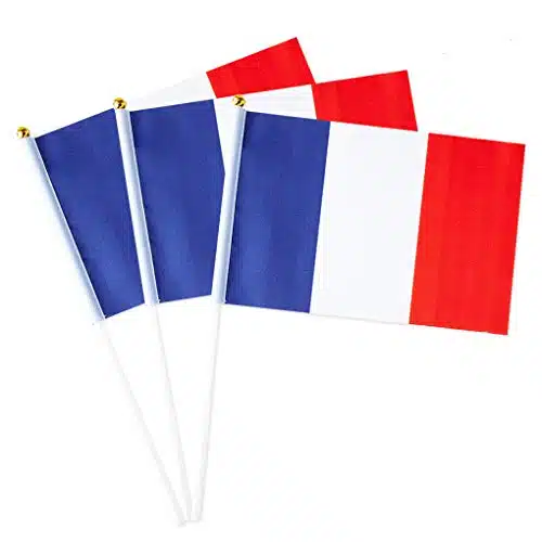 France Flag French Small Stick Mini Hand Held Flags Decorations Dozen (pack)