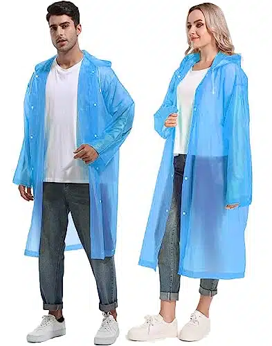 HOOMBOOM Rain Ponchos for Adults Reusable Raincoats Hooded for Women Men Survival Heavy Duty Military Impermeable Packs Rain Coat