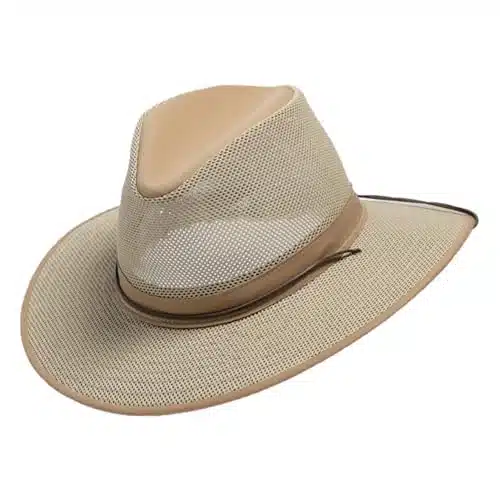 Henschel Hats Aussie Mesh Breezer   Packable Mesh Sun Hat   Crushable Hat for Men & Women Sun Protection   Ideal for Hiking, Fishing & Camping (Khaki, Large)