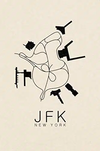 JFK New York Airport Map Art Cool Wall Decor Art Print Poster x