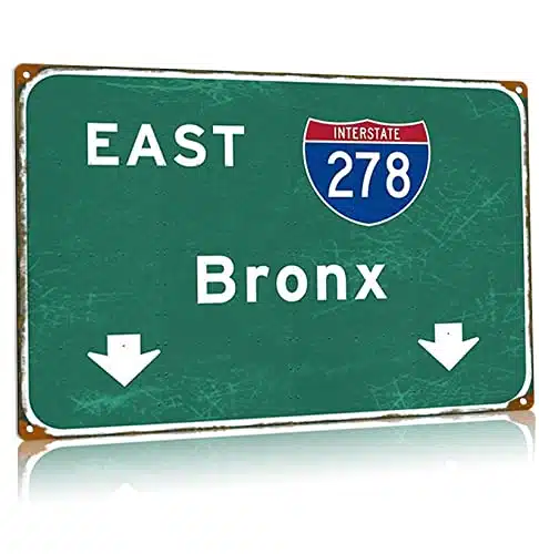 Metal Tin Sign East Bronx Interstate Retro Metal Poster Highway Direction Indicator Signage Bar Airport Highway Club Wall Decor xInches