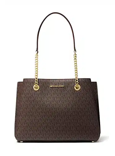 Michael Kors TEAGEN CHAIN SATCHEL SHOULDER BAG BROWN PVC