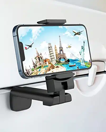 MiiKARE Airplane Travel Essentials Phone Holder, Universal Handsfree Phone Mount for Flying with Degree Rotation, Accessory for Airplane, Travel Must Haves Phone Stand for Desk, Tray Table