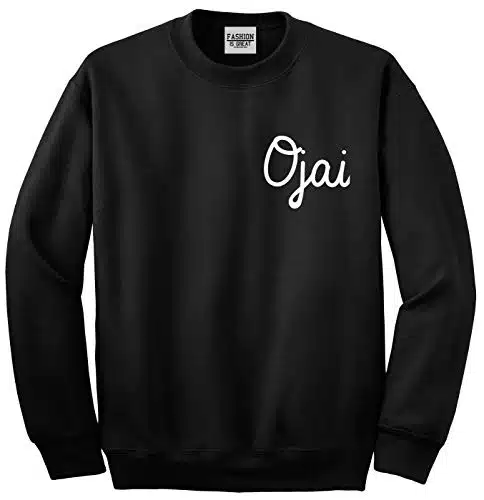 Ojai California CA Script Chest Womens Unisex Crewneck Sweatshirt Black Medium