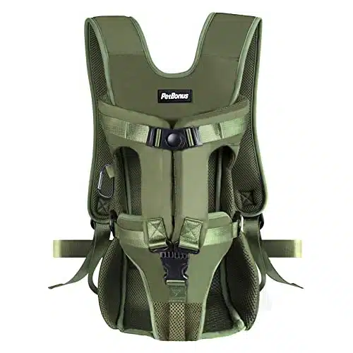 PetBonus Pet Front Dog Carrier Backpacks, Adjustable , Legs Out Easy fit for Medium Small Dogs, Hands Free Dog Front Carrier for Hiking, Cycling (Army Green, L)