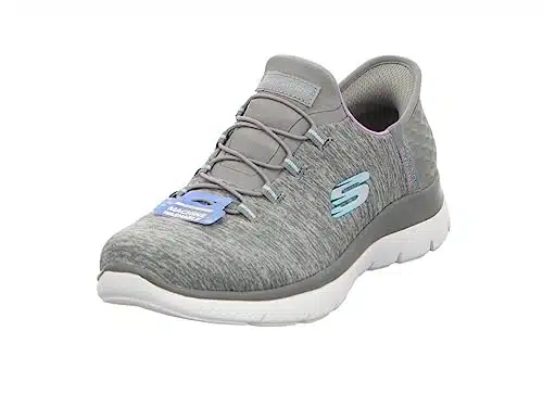 Skechers Women's Hands Free Slip Ins Summits Dazzling Haze Sneaker, Grey Mint,